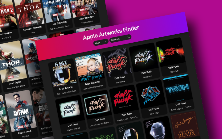 Capture d'écran du projet Apple Artworks Finder